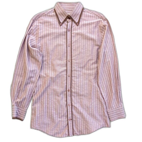 Nino's London Bespoke Mens Button Down 60s Vibe Print Mod Dress Shirt Sz 39/15.5 - Picture 9 of 11